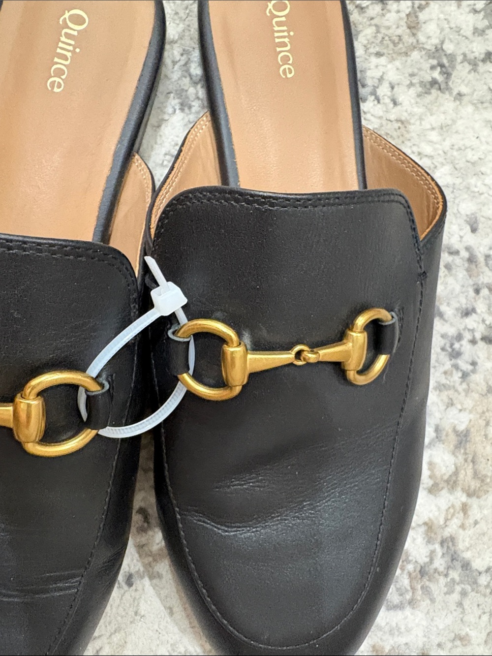 Quince Women’s Italian Leather Horsebit Loafer Mule Gold Buckle Size 8 Backless - Picture 4 of 9